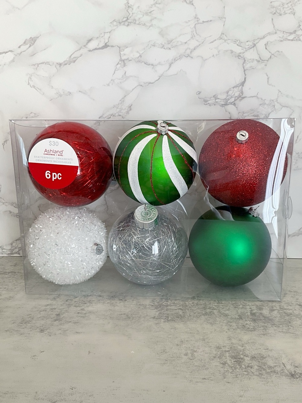 Ashland Set of 6 Shatterproof Christmas Ornaments 4.7” Diameter